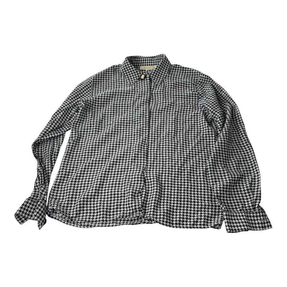 JHS Studio Maison Blanche Womens Size 4 Houndstooth Button Front Blouse